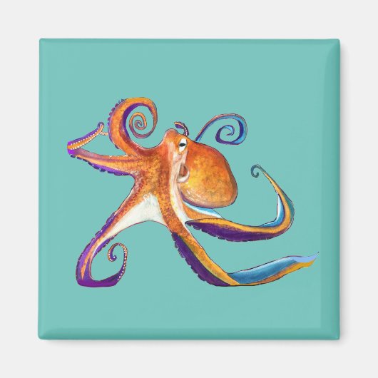 Octopus Meereswelt Aquarellkunst Magnet (Vorne)