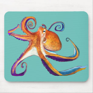 Octopus Meereswelt Aquarellkunst Mousepad