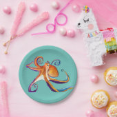 Octopus Meereswelt Aquarellkunst Pappteller (Party)