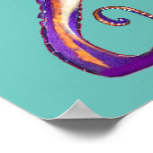 Octopus Meereswelt Aquarellkunst Poster (Ecke)