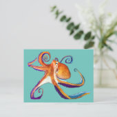 Octopus Meereswelt Aquarellkunst Postkarte (Stehend Vorderseite)