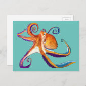 Octopus Meereswelt Aquarellkunst Postkarte (Vorne/Hinten)
