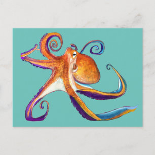 Octopus Meereswelt Aquarellkunst Postkarte