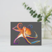 Octopus Meereswelt Aquarellkunst Postkarte (Stehend Vorderseite)