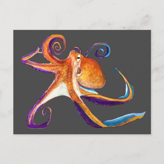 Octopus Meereswelt Aquarellkunst Postkarte (Vorderseite)