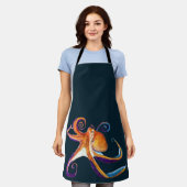 Octopus Meereswelt Aquarellkunst Schürze (Getragen)