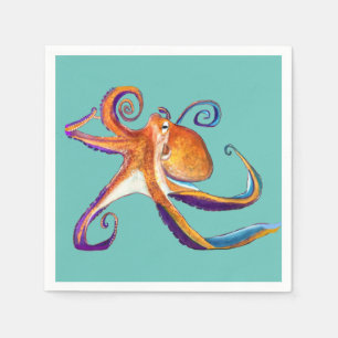 Octopus Meereswelt Aquarellkunst Serviette
