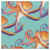 Octopus Meereswelt Aquarellkunst Stoff (Nahaufnahme)