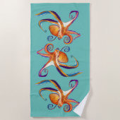 Octopus Meereswelt Aquarellkunst Strandtuch (Vorderseite)