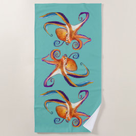 Octopus Meereswelt Aquarellkunst Strandtuch