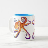 Octopus Meereswelt Aquarellkunst Zweifarbige Tasse (Vorderseite Links)