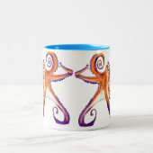 Octopus Meereswelt Aquarellkunst Zweifarbige Tasse (Mittel)