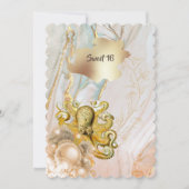 Octopus Meergold Elegantes Quinceanera Party Einladung (Vorderseite)