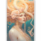 Octopus Mermaid Fantasy Art Sticker (Vorderseite)