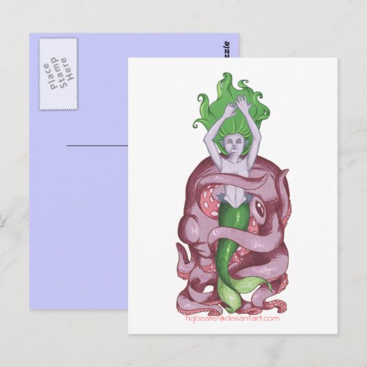 Octopus Mermaid Postkarte (Vorne/Hinten)