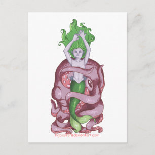 Octopus Mermaid Postkarte