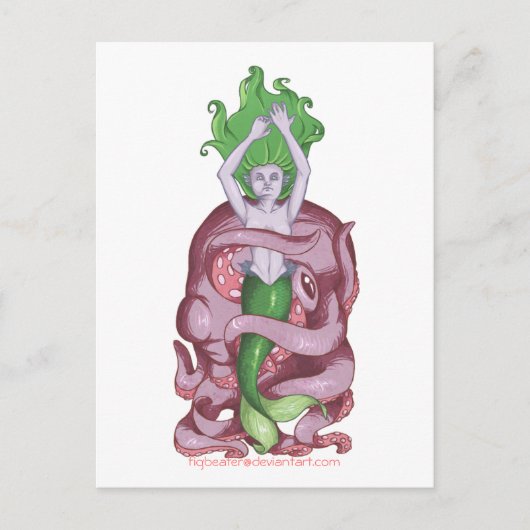 Octopus Mermaid Postkarte (Vorderseite)