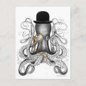 Octopus Monocle Bowler Hat Neugier Postkarte (Vorderseite)