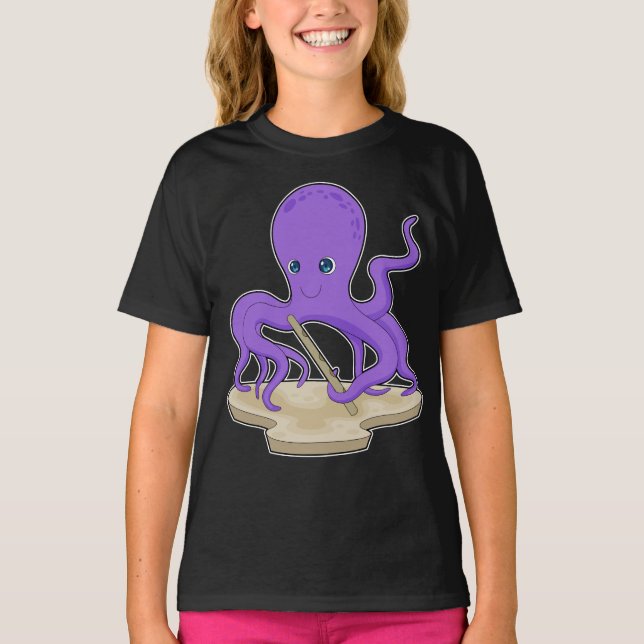 Octopus Musician Flute Music T-Shirt (Vorderseite)
