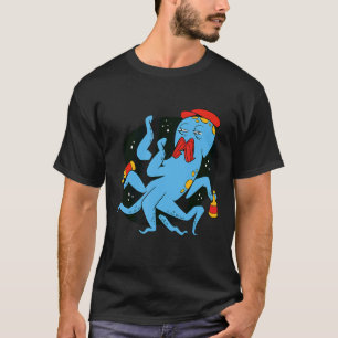 Octopus Mustache Cool Retro Spaß Seltsame Bizarre T-Shirt