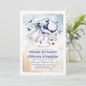 Octopus Nautic Engagement Party Einladung (Stehend Vorderseite)