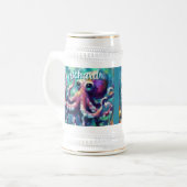 Octopus Nautical Beach Coastal Personalisiert Bierglas (Vorderseite Links)