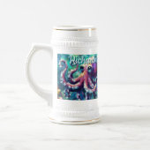 Octopus Nautical Beach Coastal Personalisiert Bierglas (Links)