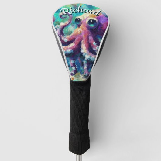 Octopus Nautical Beach Coastal Personalisiert Golf Headcover (Vorderseite)