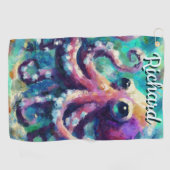 Octopus Nautical Beach Coastal Personalisiert Golfhandtuch (Horizontal)