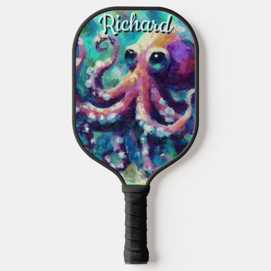 Octopus Nautical Beach Coastal Personalisiert Pickleball Schläger (Vorderseite)