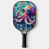 Octopus Nautical Beach Coastal Personalisiert Pickleball Schläger (Rückseite)