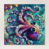 Octopus Nautical Beach Coastal Personalisiert Puzzle (Horizontal)