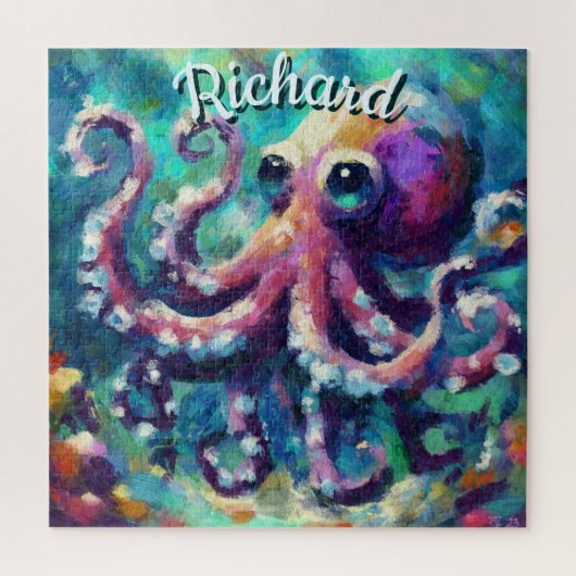 Octopus Nautical Beach Coastal Personalisiert Puzzle (Vertikal)