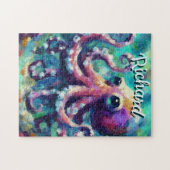 Octopus Nautical Beach Coastal Personalisiert Puzzle (Horizontal)
