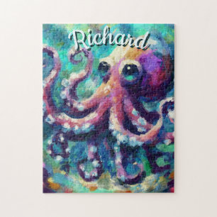 Octopus Nautical Beach Coastal Personalisiert Puzzle