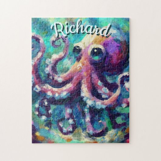 Octopus Nautical Beach Coastal Personalisiert Puzzle (Vertikal)