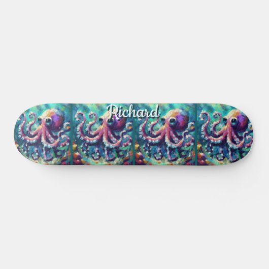 Octopus Nautical Beach Coastal Personalisiert Skateboard (Horizontal)