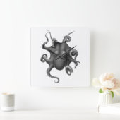 "OCTOPUS" NAUTISCHE ACRYLIC WALLCLOCK QUADRATISCHE WANDUHR (Zuhause)