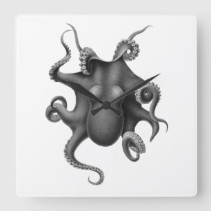 "OCTOPUS" NAUTISCHE ACRYLIC WALLCLOCK QUADRATISCHE WANDUHR