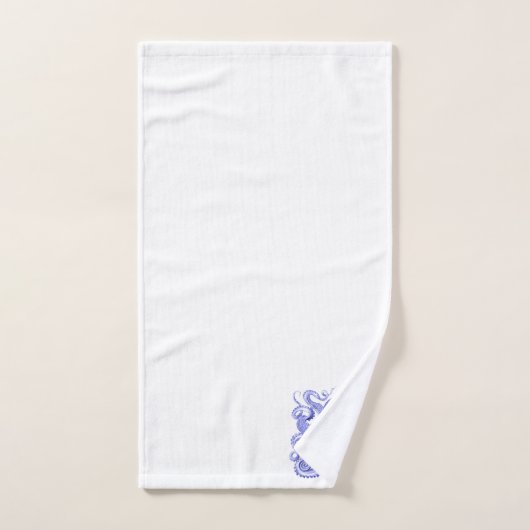 Octopus Navy Blue White Nautical Coastal Under Sea Badhandtuch Set (Handtuch)