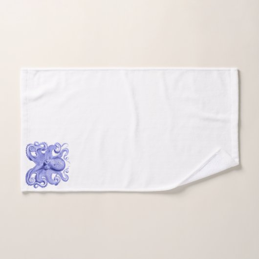 Octopus Navy Blue White Nautical Coastal Under Sea Badhandtuch Set (Handtuch)