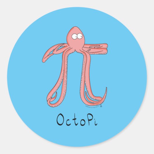 Octopus Niedlich Mathematik Pi Day Stickers (Vorderseite)