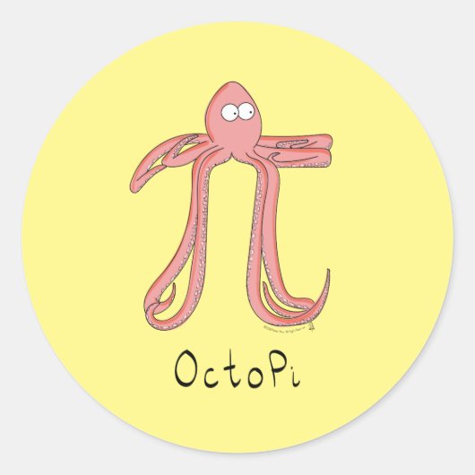 Octopus Niedlich Mathematik Pi Day Stickers (Vorderseite)