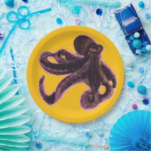 Octopus on balloon pappteller (Party)