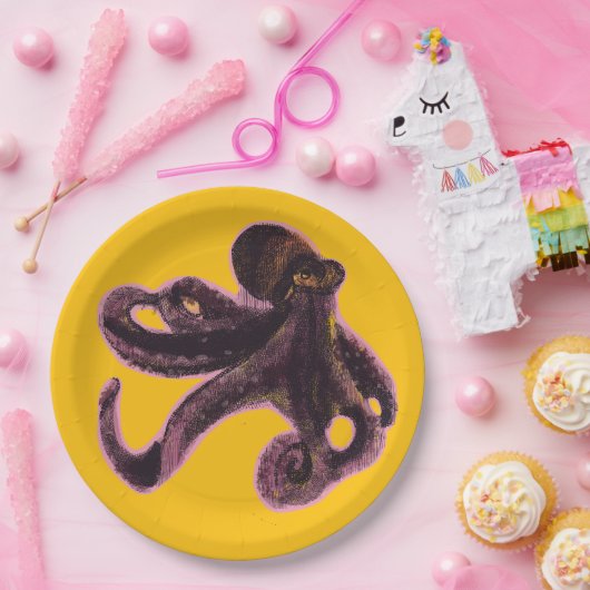 Octopus on balloon pappteller (Party)