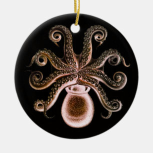 Octopus One - Red Keramik Ornament