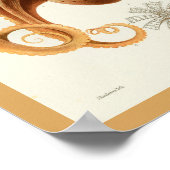 Octopus Orange Cephalopod Sea Kreaturen Art Print Poster (Ecke)