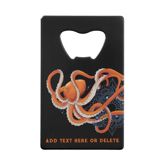 Octopus Orange Mandal Blue Geldbeutel Flaschenöffner (Vorderseite)