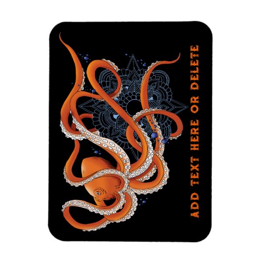 Octopus Orange Mandal Blue Magnet (Vertikal)