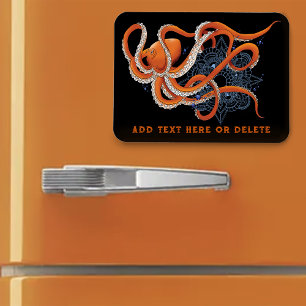 Octopus Orange Mandal Blue Magnet